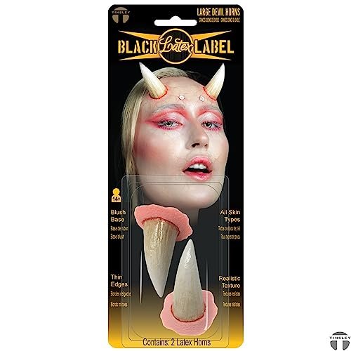 Tinsley Transfers Large Devil Horns by Black Label Latex – Professional Latex Horns for Halloween, Cosplay &amp; Fantasy Costumes – Realistic, Lightweight &amp; Reusable Costume Accessories