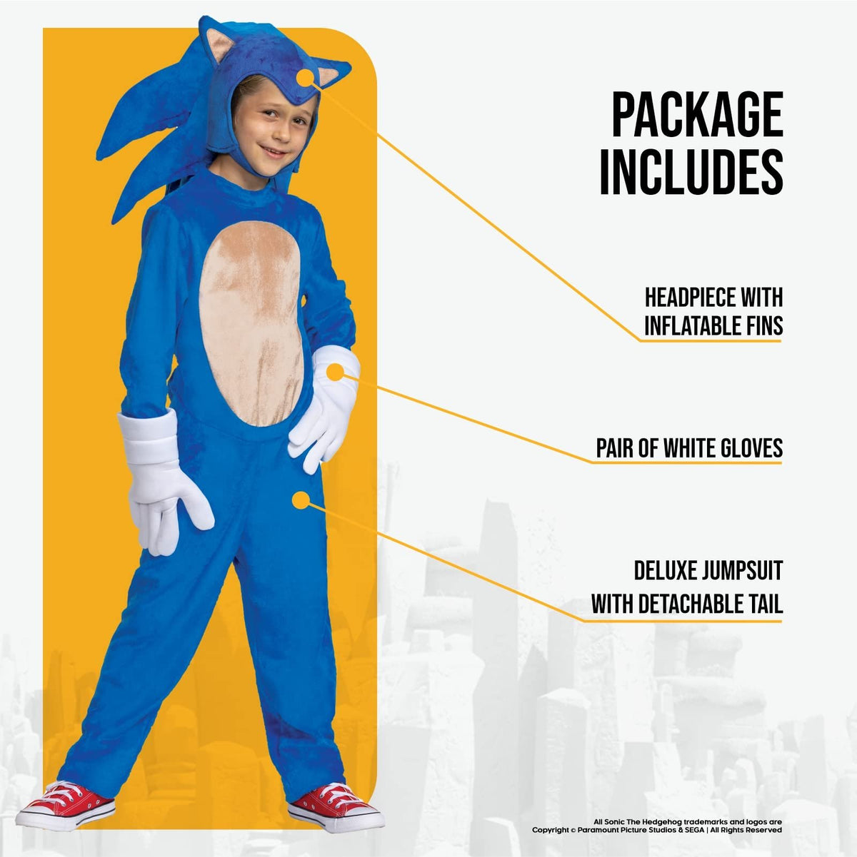 Disguise Sonic the Hedgehog Costume, Official Deluxe Sonic Movie Costume and Headpiece