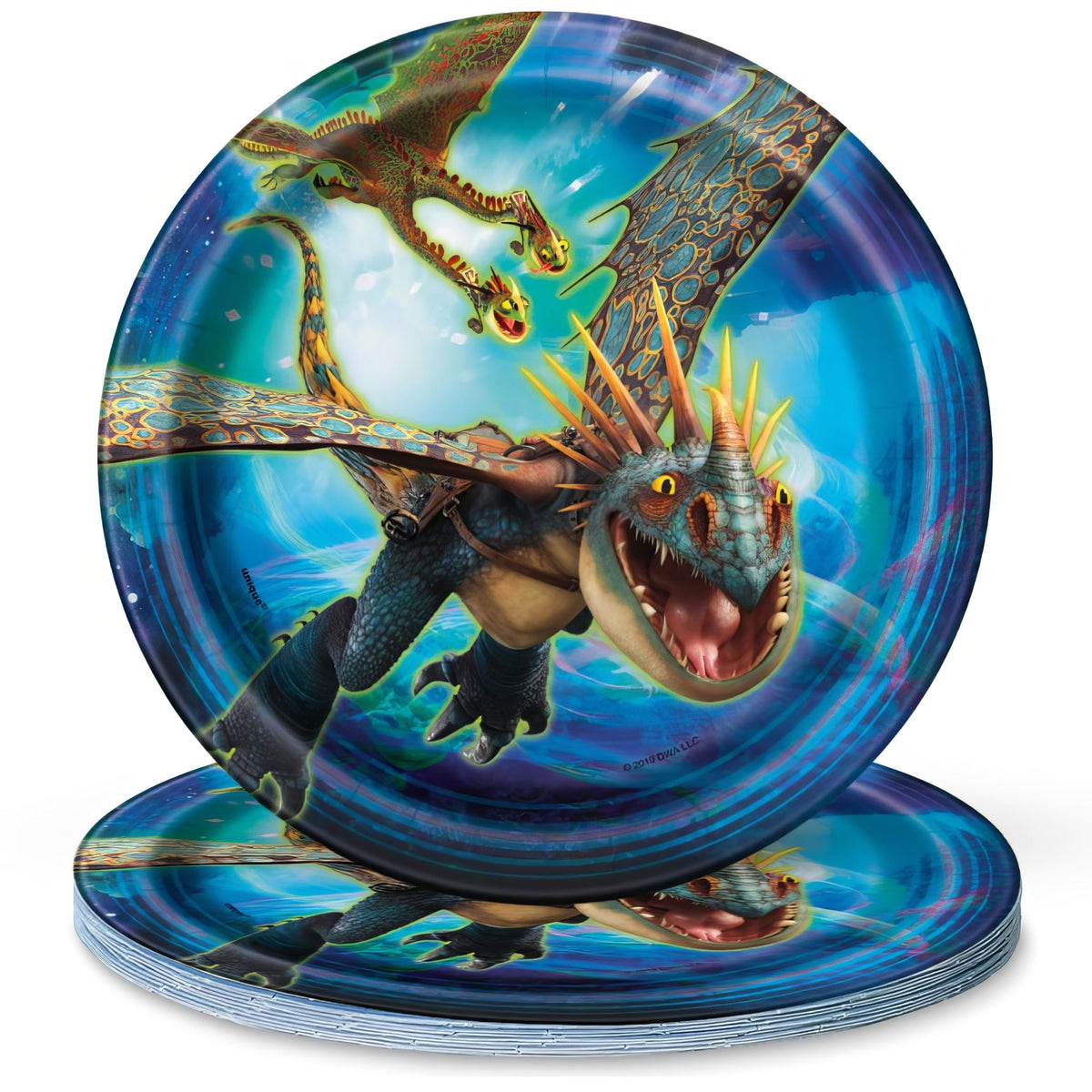 Unique Round Dessert Paper Plates - 7", How to Train Your Dragon, 8 Pcs