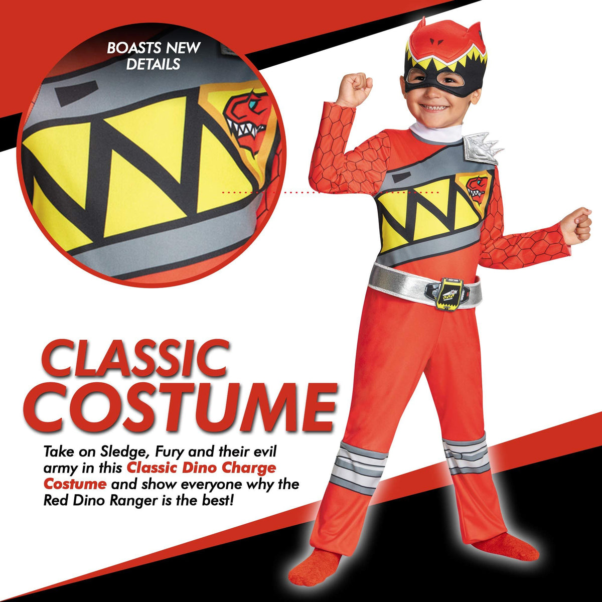 Boy&#39;s Red Ranger Dino Charge Costume