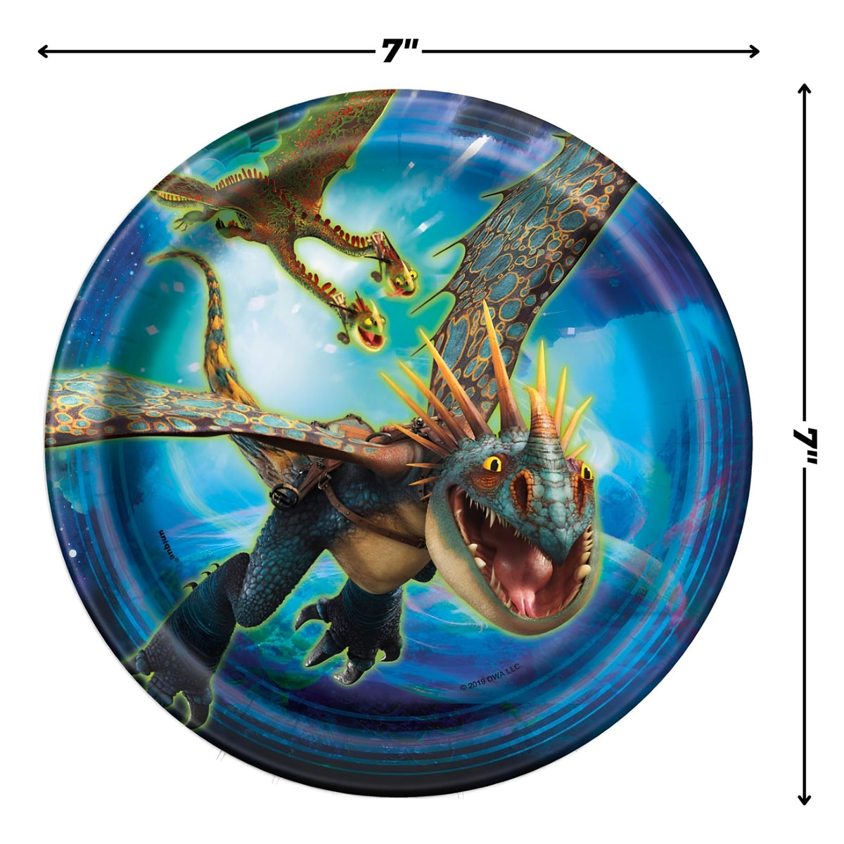 Unique Round Dessert Paper Plates - 7", How to Train Your Dragon, 8 Pcs