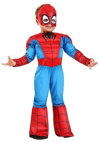 MARVEL Official Toddler Deluxe Halloween Costume - Premium Quality Padded Jumpsuit and Fabric Headpiece (3T-4T)
