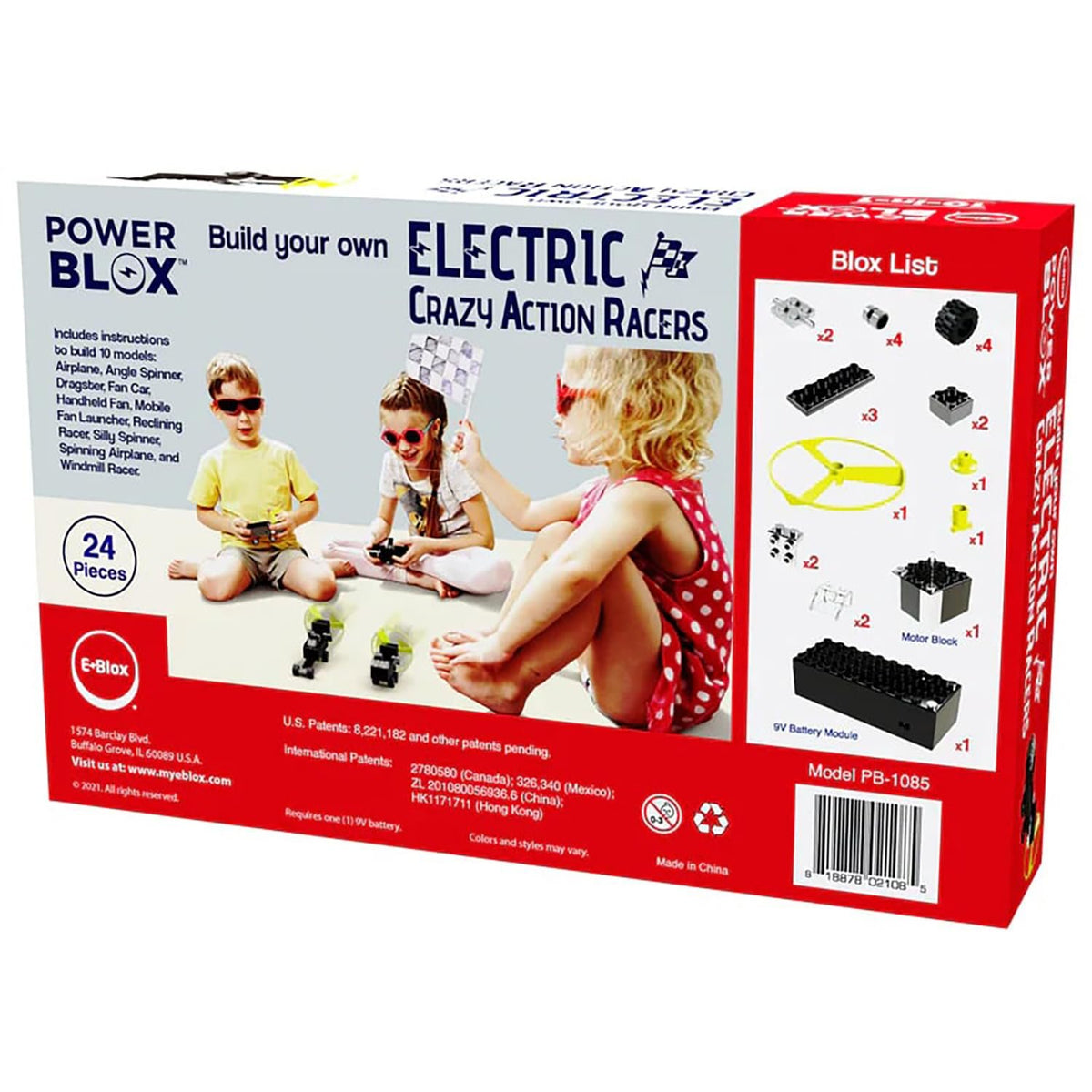 E-Blox: Power Blox: 10-in-1 Electric Crazy Action Racers - 24pcs, Build 10 Models, Motorized Fun, Conductive Blox No Wires Needed, Toy Kids Ages 8+