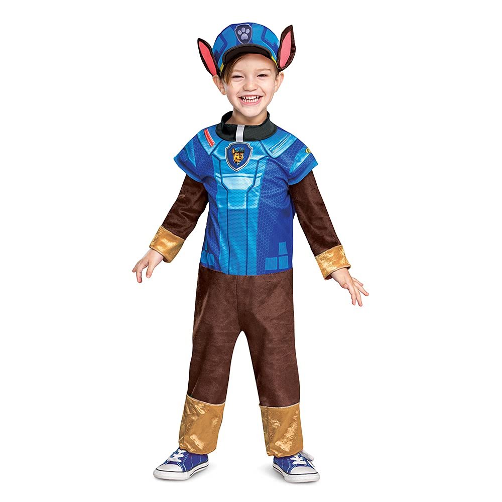 Chase Costume Hat and Jumpsuit for Boys, Paw Patrol Movie Character Outfit with Badge