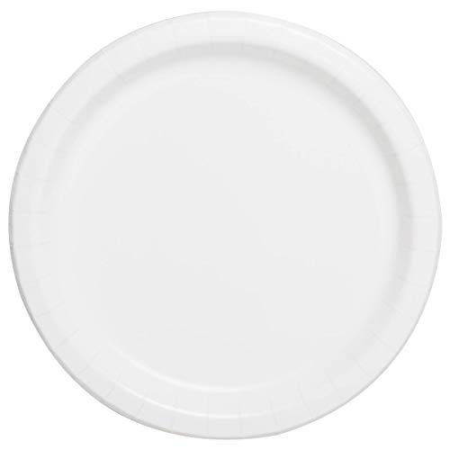 White Solid Round Dessert Paper Plates - 7&quot; (20 Pcs) - Vibrant Party Plates for Appetizing Treats - Perfect for Birthdays &amp; Events