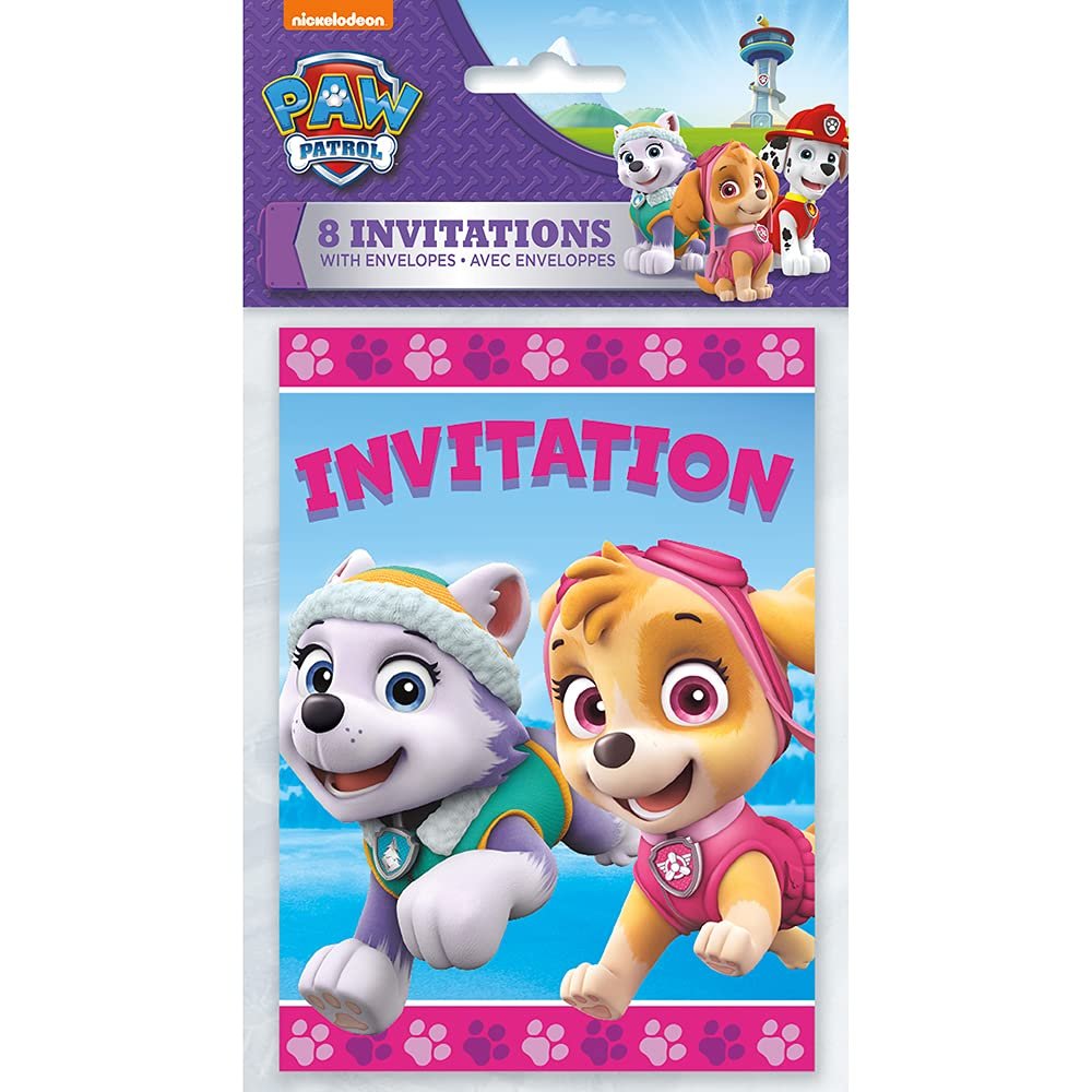 Multicolor Paw Patrol Girl Invitations (5.5" x 4") 8 Count, Vibrant Paper Party Invites & Exciting Design - Perfect For Birthday Celebrations & Paw Patrol-Themed Events