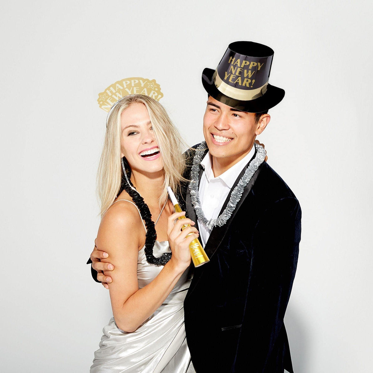 Black, Gold & Silver Party Horns & Blowouts Set - Perfect Party Supplies & Party Noise Makers for New Year's Eve, Graduation Parties, Birthdays & More