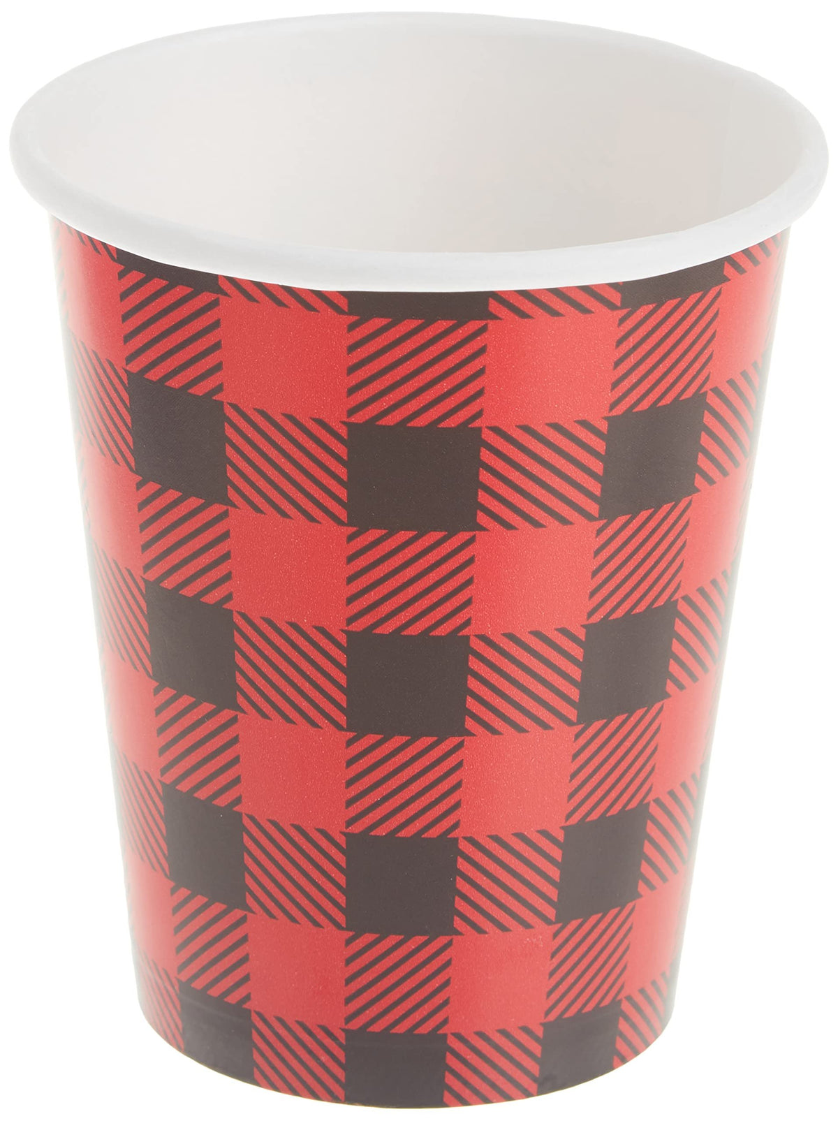 Bold Plaid Lumberjack Paper Cups - 9oz (Pack of 8) - Striking Red & Black Design, Eco-Friendly & Durable - Perfect for Parties and Events