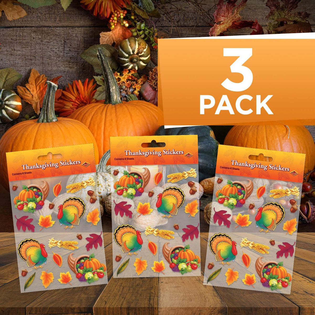 Beistle Thanksgiving Stickers (4 Shs/Pkg)