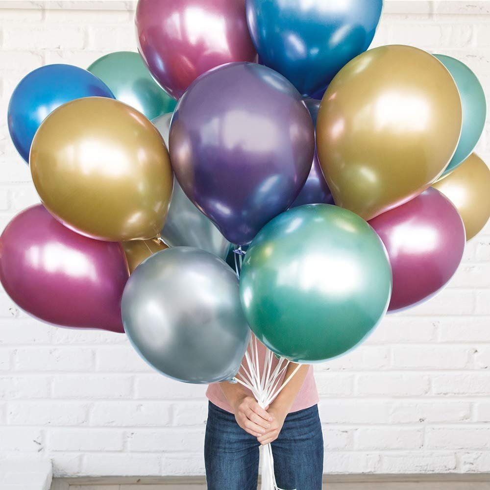 Assorted Blue, Green, &amp; Silver Platinum Latex Balloons 11&quot;(Pack of 6) - Vivid Design, Perfect for Weddings, Birthdays, Anniversaries, Parties, Celebrations, &amp; More