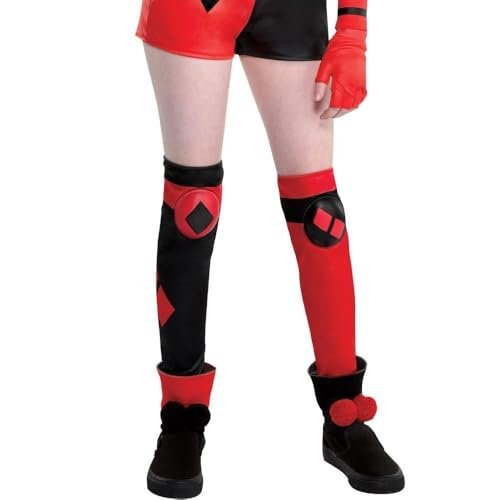 Party City Harley Quinn Halloween Costume for Girls, DC Comics Includes Romper, Choker, Gloves and Leg Warmers
