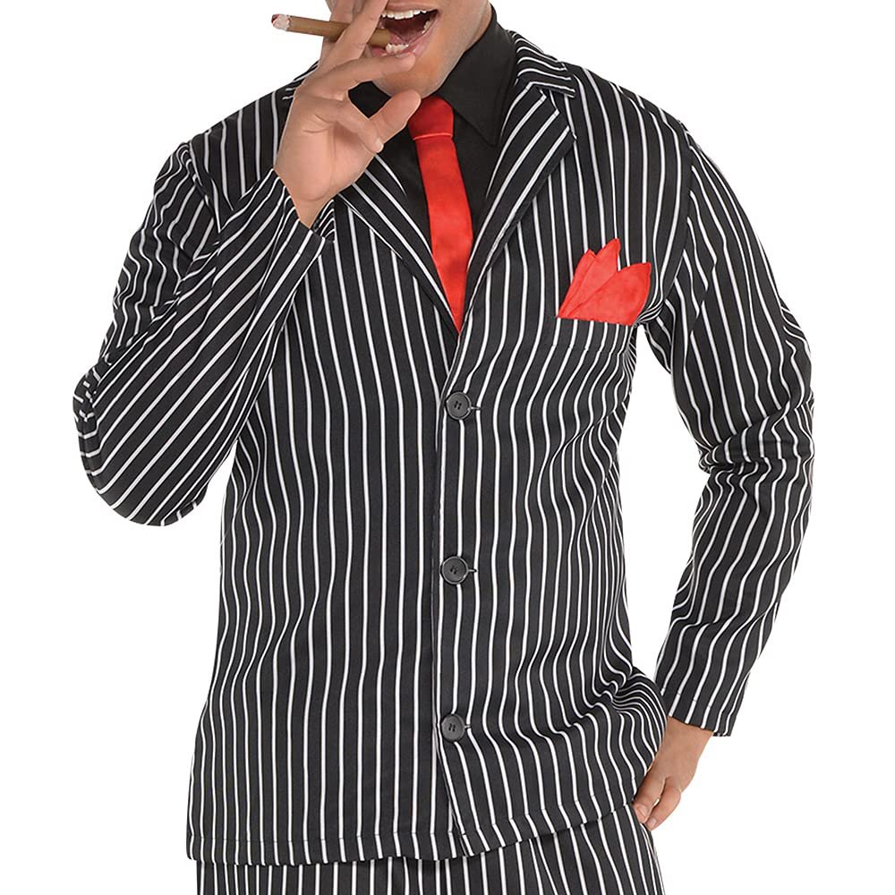 AMSCAN Mob Boss Halloween Costume for Men, Includes Jacket, Pants, Attached Shirt, Tie, Hankercheif