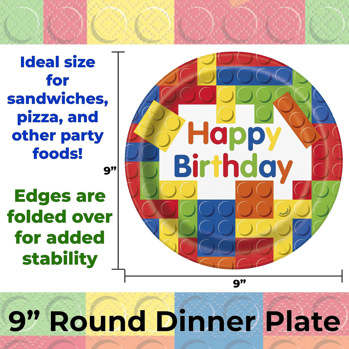 Costume Wizard Building Blocks Party Supplies for 16 Guests - Plates, Napkins, and Party Planner for Kids Birthday with Bright and Colorful Design
