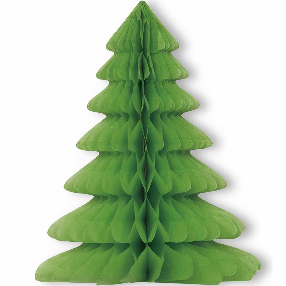 Unique Christmas Tree Honeycomb Centerpiece-12 | Green | 1 Pc Party Decoration, 12", Multicolor