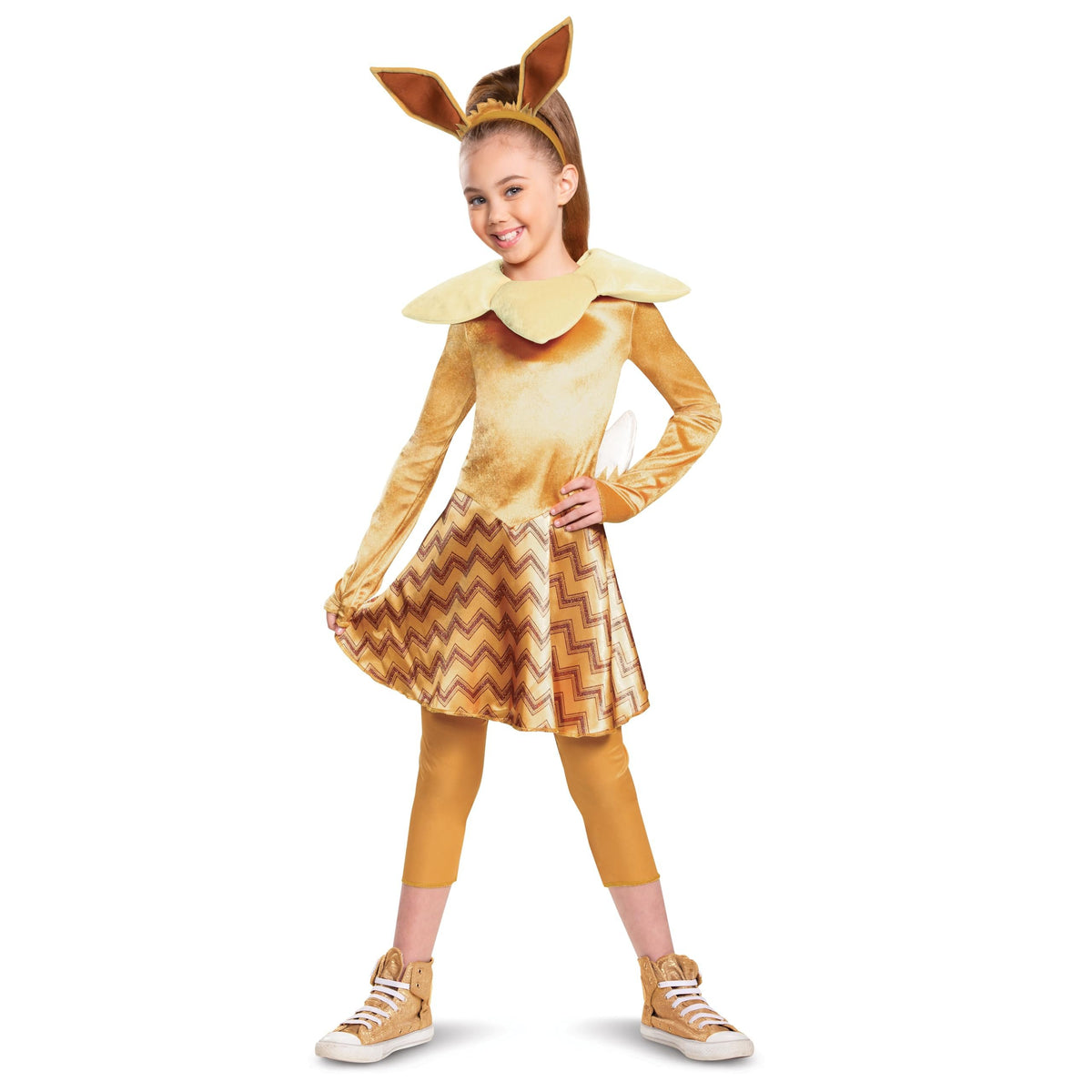 Disguise Pokemon Eevee Costume for Kids, Girls Deluxe Character Outfit, Child Size Large (10-12), Brown