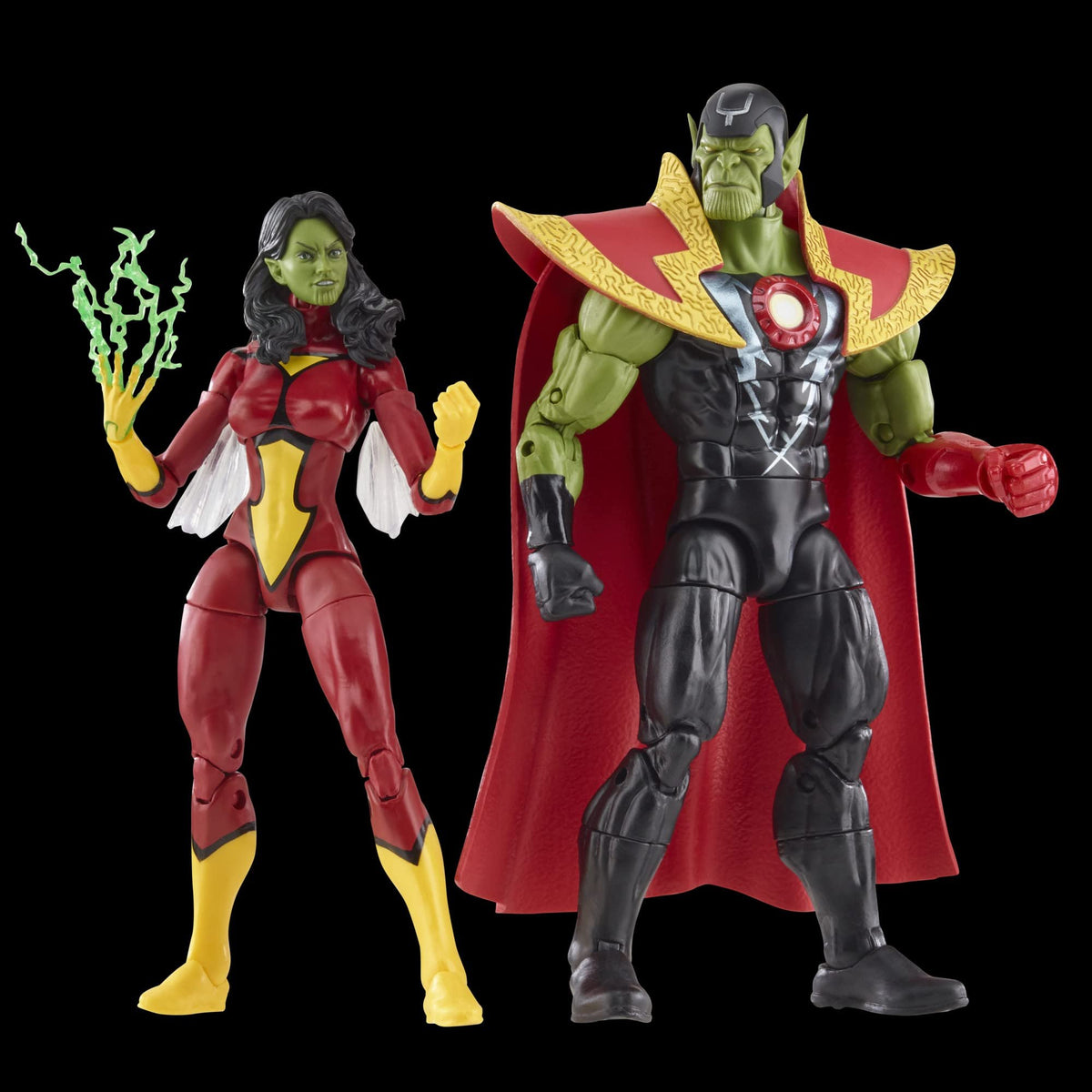 Marvel Legends Series Skrull Queen and Super-Skrull, Avengers 60th Anniversary Collectible 6 Inch Action Figures, 9 Accessories