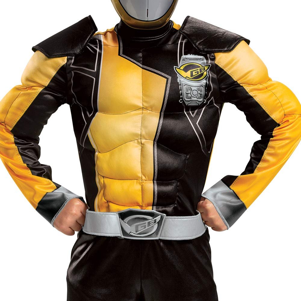 Gold Ranger Gold Ranger Outfit for Kids, Beast Morphers Power Ranger Costume, Muscle Padded Character Jumpsuit, Child Size Large (10-12)