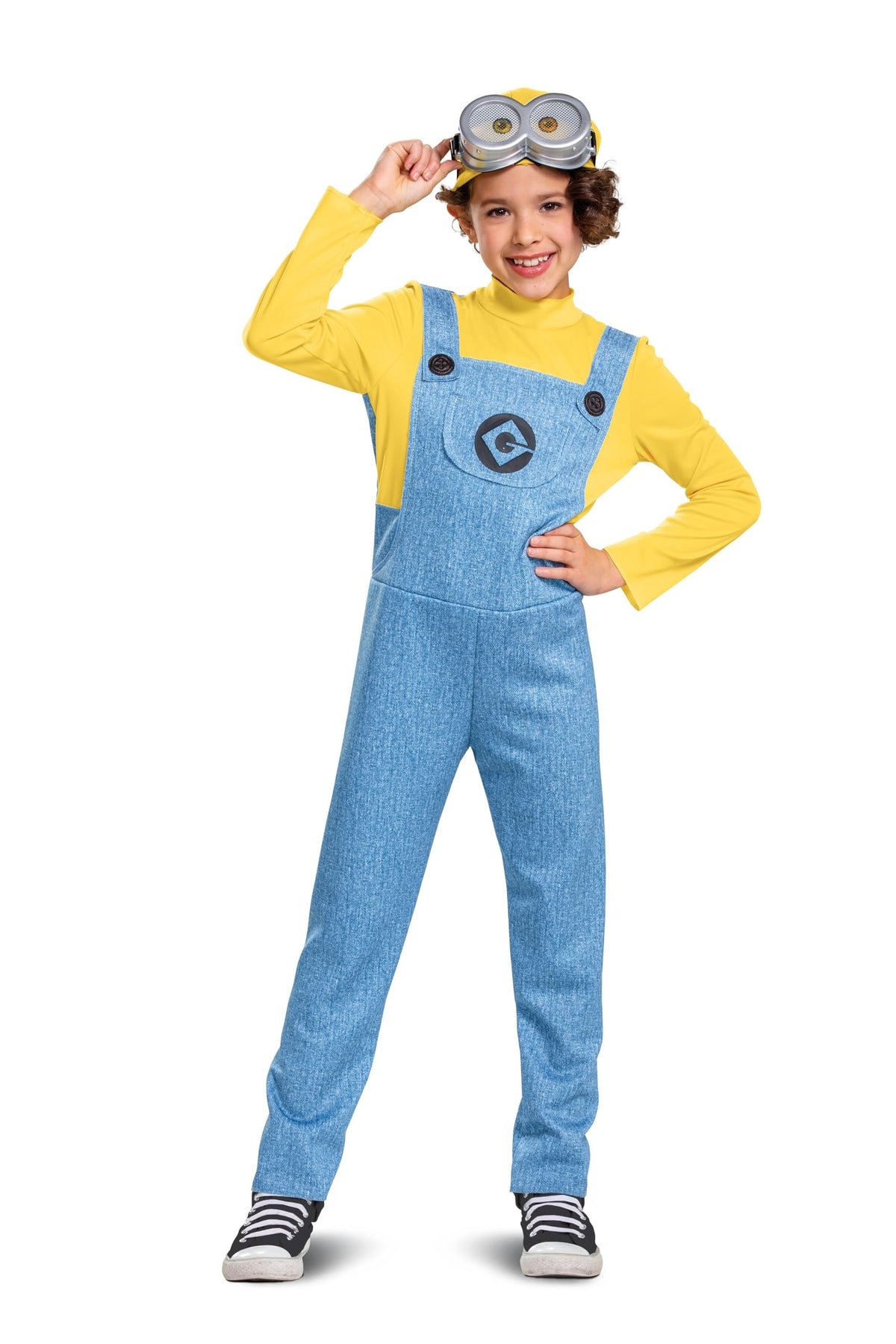Bob Minions Costume for Kids, Official Minion Jumpsuit Outfit with Goggles and Hat, Classic Size Small (4-6)
