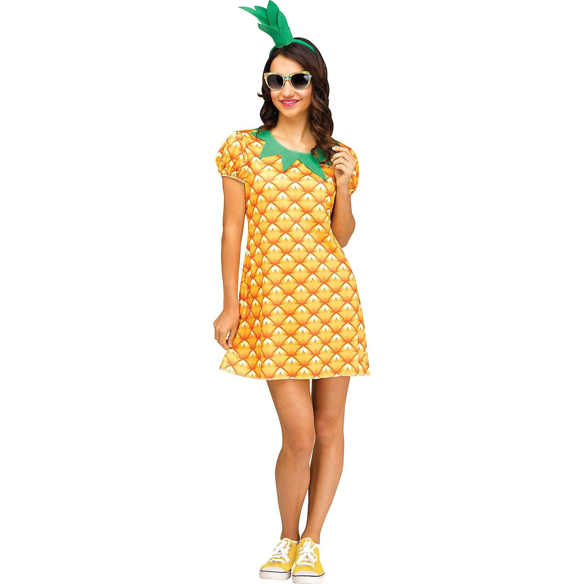Fun World Women&#39;s Pineapple Flirty Fruit Adult Costume, yellow, M/L Size 10-14