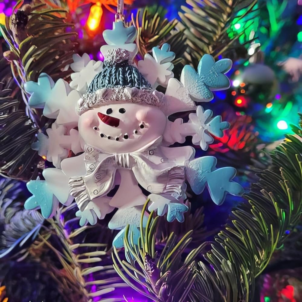 Glitter Snowman and Snowflake Christmas Ornaments (Set of 12)
