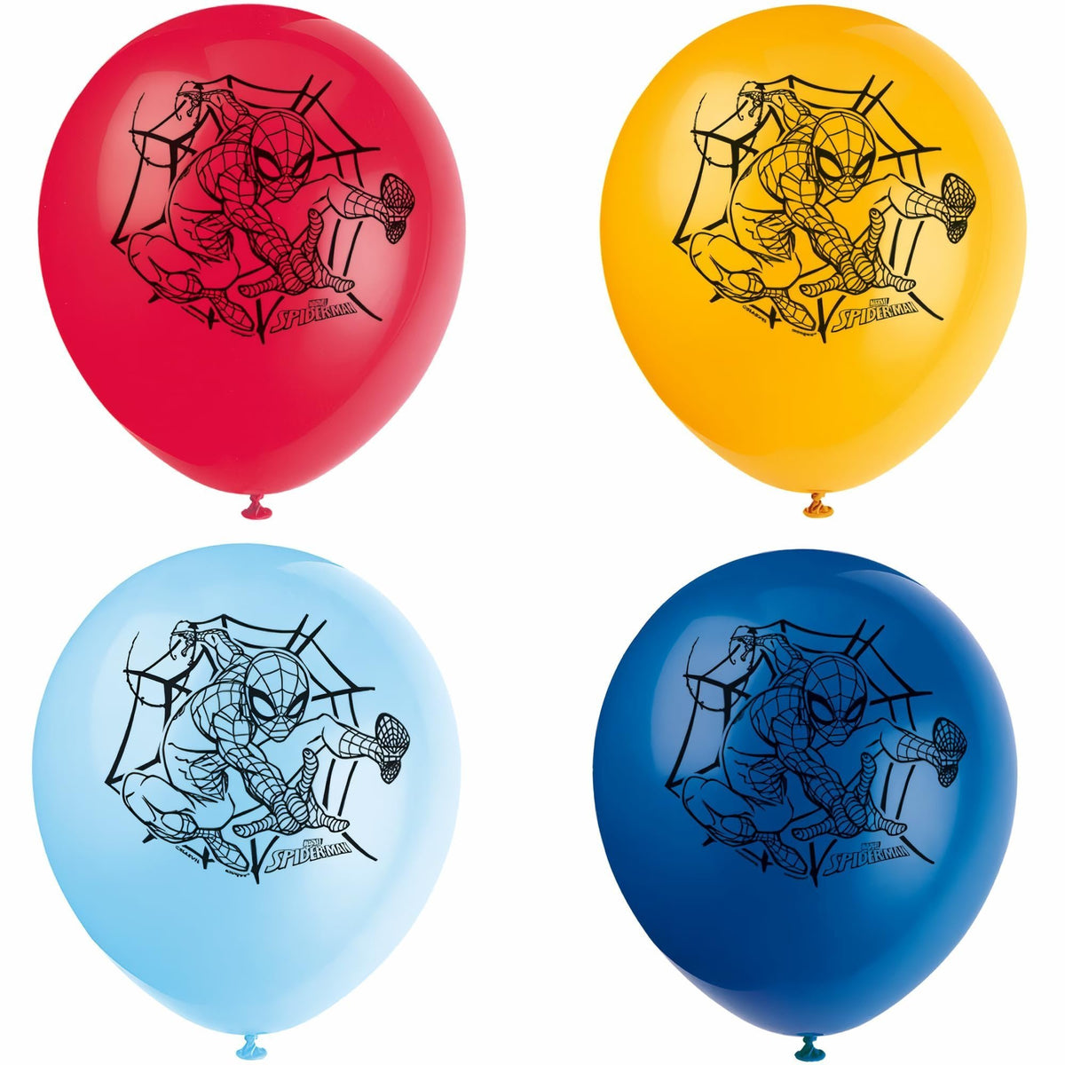 Spider-Man Party Latex Balloons - 12&quot; | Assorted Colors | 8 Pcs