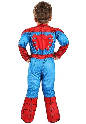 MARVEL Official Toddler Deluxe Halloween Costume - Premium Quality Padded Jumpsuit and Fabric Headpiece (3T-4T)
