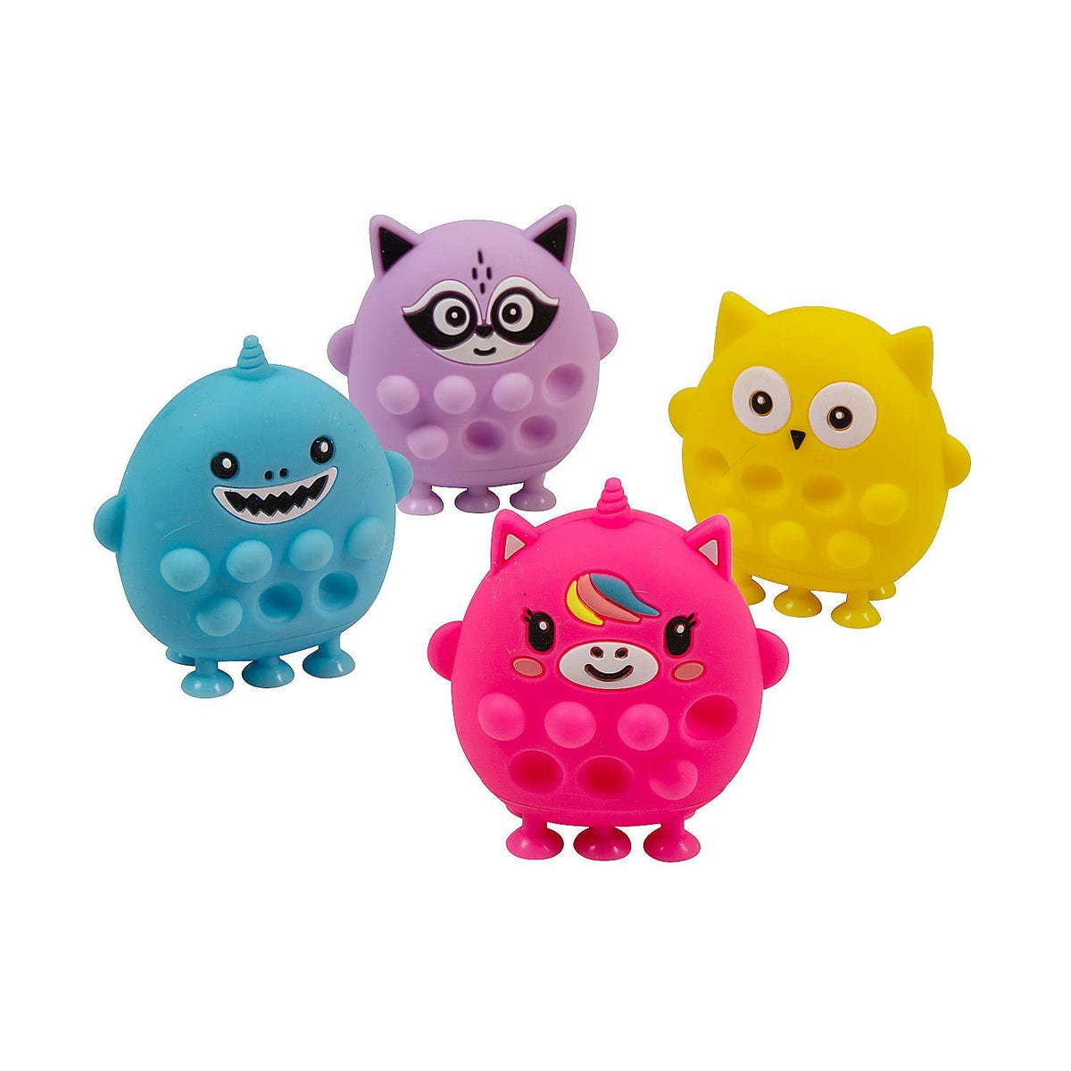 Fun Express 3D Lotsa Pop Suction Characters, 4 Pieces