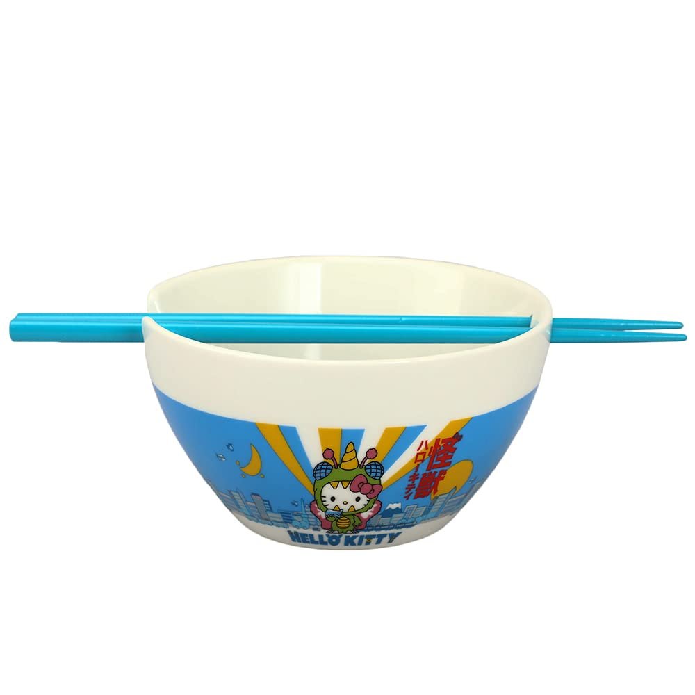 Hello Kitty Kaiju Ceramic 20 oz Ramen Bowl with Chopsticks