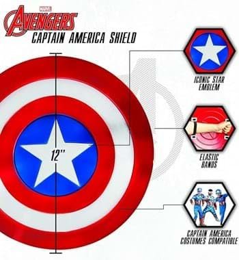 Marvel Boys Captain America 12&quot; Shield, Kids Avengers Halloween Costume Accessory, Child - Officially Licensed