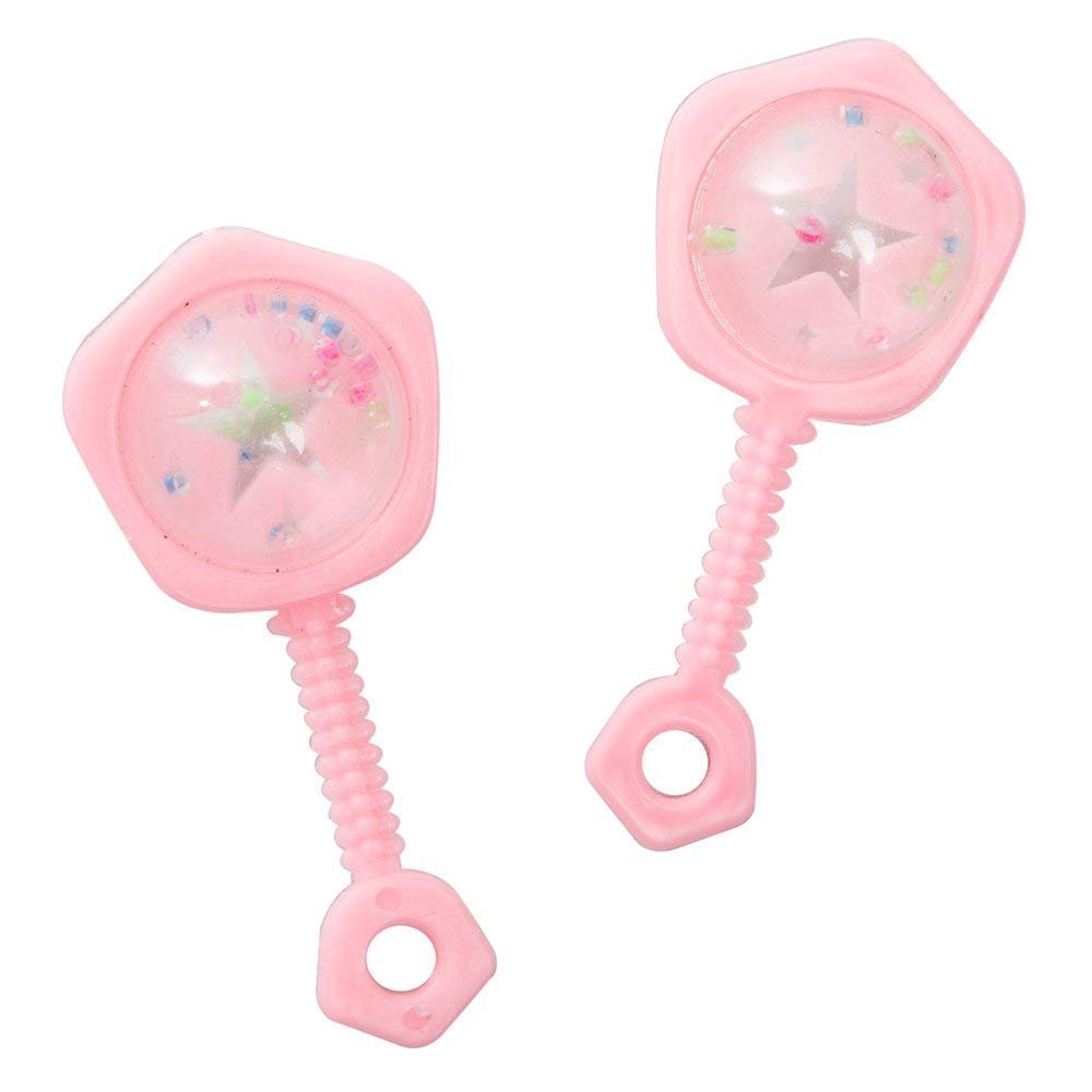 Adorable Pink Baby Rattles (6cm) 6 Count - Party Favors for Baby Showers &amp; Celebrations