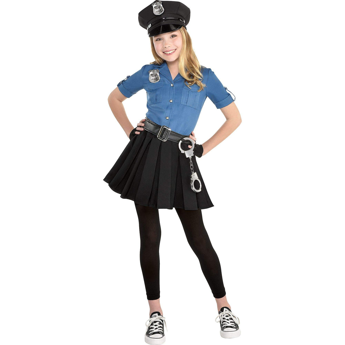 Amscan Police Dress Halloween Costume for Girls, Includes Belt and Hat