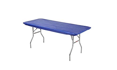 Kwik-Covers 8' Rectangular Plastic Table Covers 30" x 96" (8 Feet), Bundle of 10 - Indoor or Outdoor Fitted Table Covers for Banquet Tables (10 pack, Royal Blue)