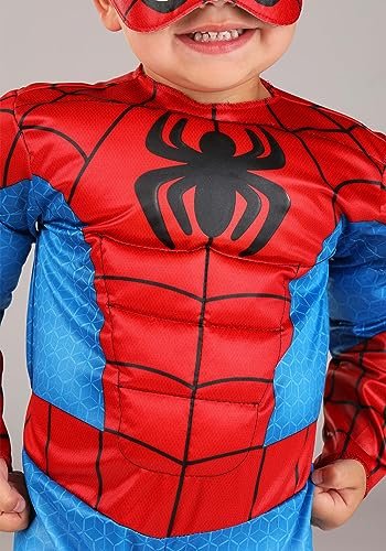 MARVEL Official Toddler Deluxe Halloween Costume - Premium Quality Padded Jumpsuit and Fabric Headpiece (3T-4T)