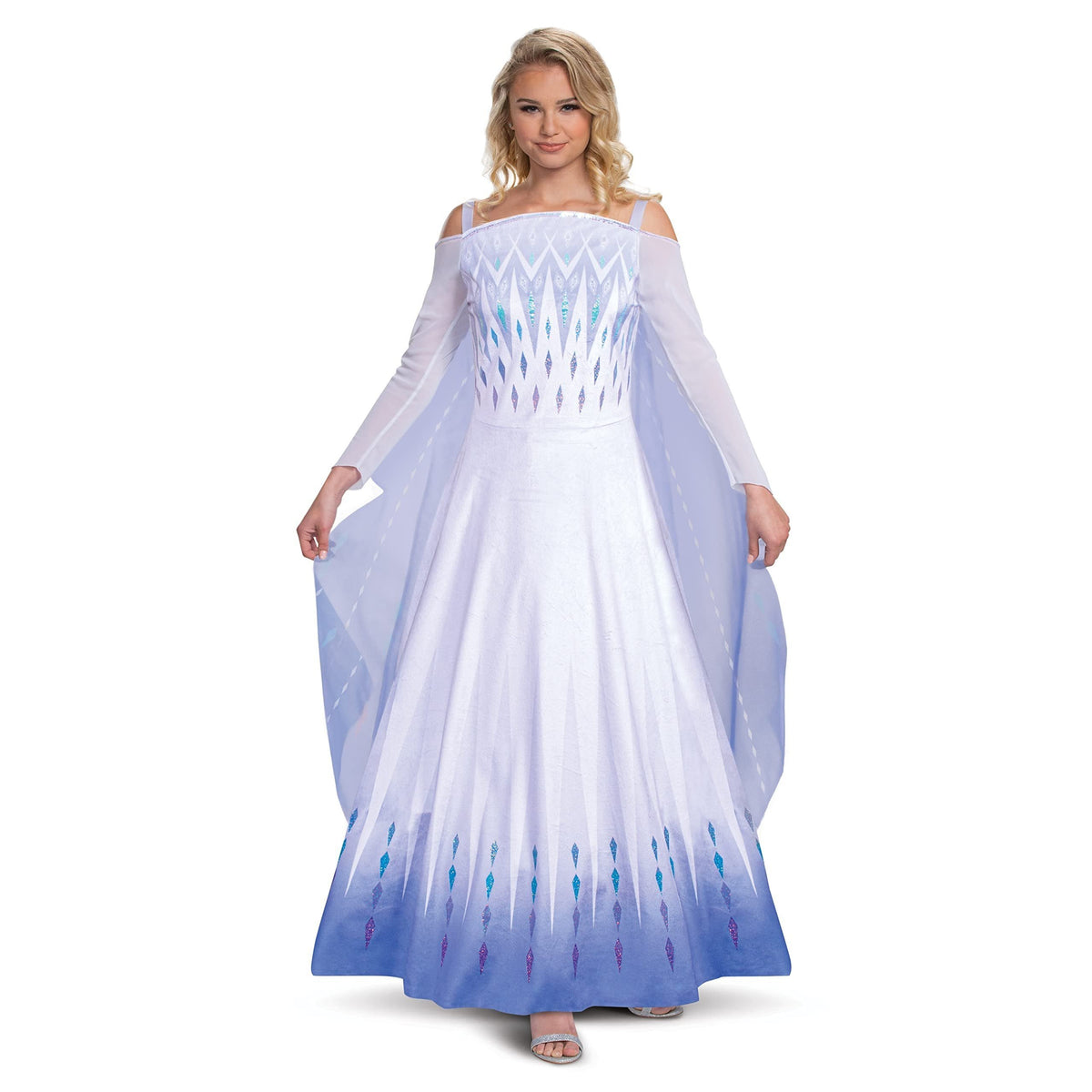 Disguise womens Elsa Costume, Official Disney Frozen 2 Elsa Apparel Dress Adult Sized Costumes, White &amp; Blue, Medium 8-10 US