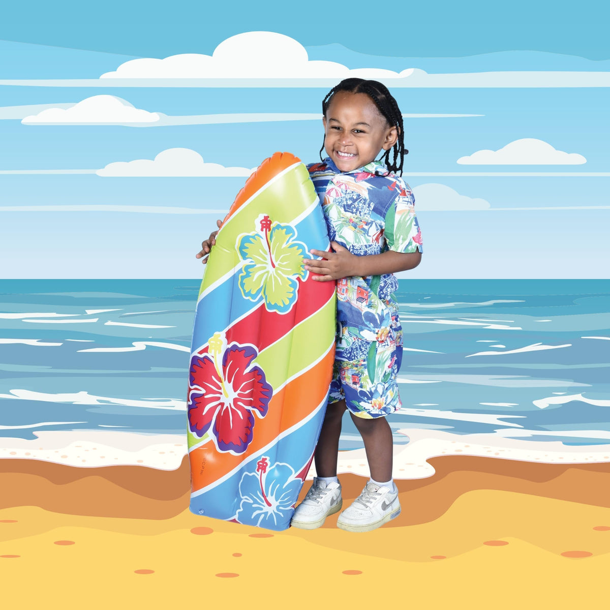 U. S. Toy Inflatable Surfboard Luau Decoration Theme Beach Pool Toy, Beach, Tropical, Hawaiian Party Decor, Inflatable Backyard Pool Toy, 3 Ft. Long, 1-Pack, 3 Years &amp; Older
