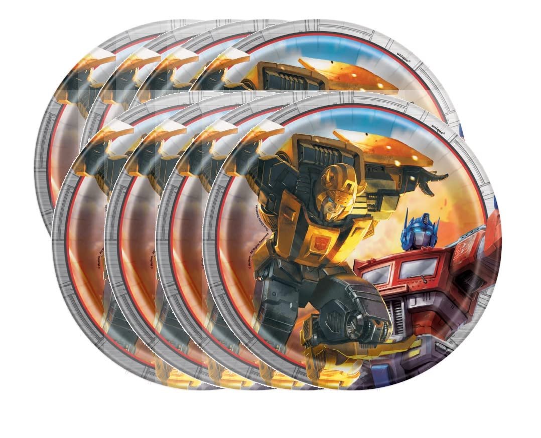Unique Transformers Party Bundle - Dinner & Dessert Plates, Luncheon Napkins, Table Cover, Transformers Party Decorations and Supplies