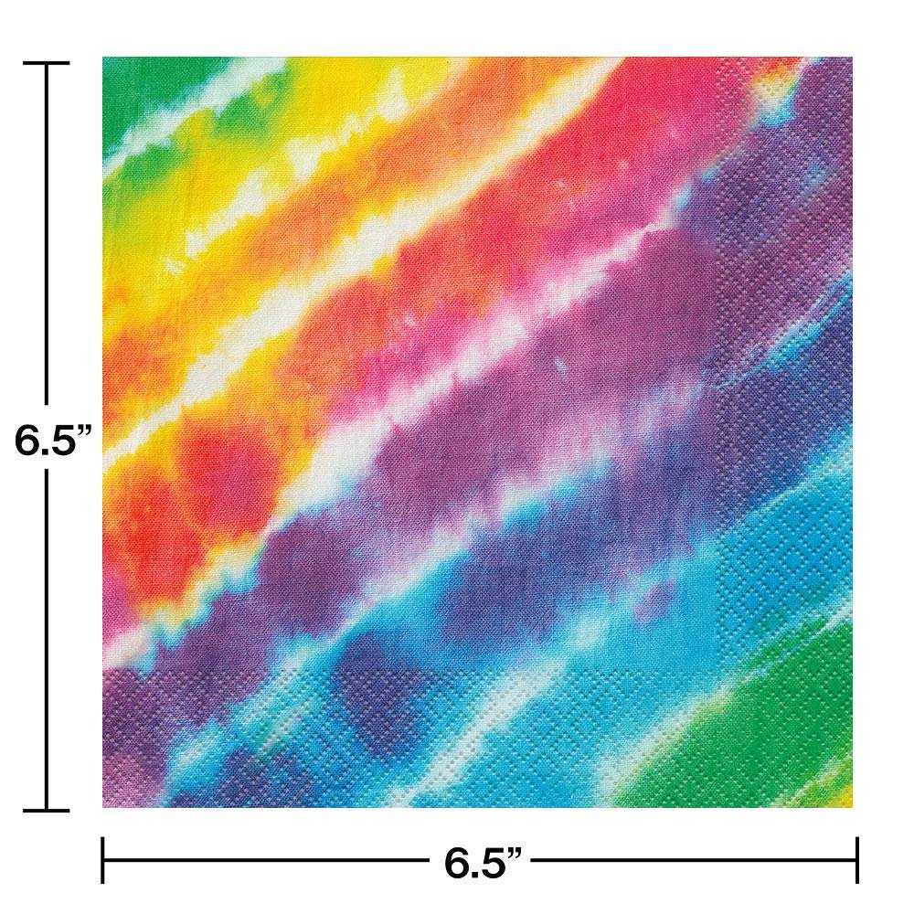 Tie Dye Happy Birthday Plates & Napkins Party Supplies - 9" Happy Birthday Party Plates for Lunch Serves 16 - Birthday Paper Plates & Napkin Set