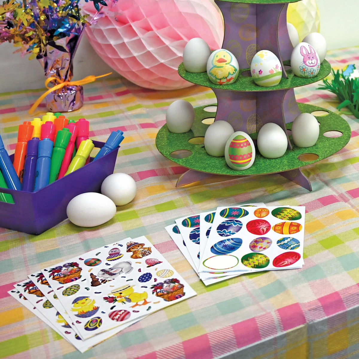 Beistle 44005 Easter Egg Stickers Sheet, 4-3/4 by 7-1/2-Inch Sheet