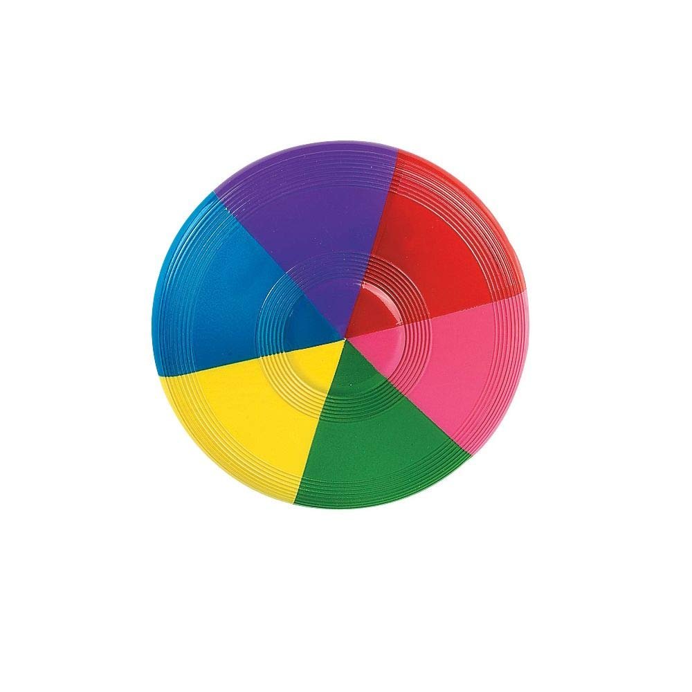 Fun Express Rainbow Mini Flying Discs - Set of 12 - Party Favor and Outdoor Active Play Toys