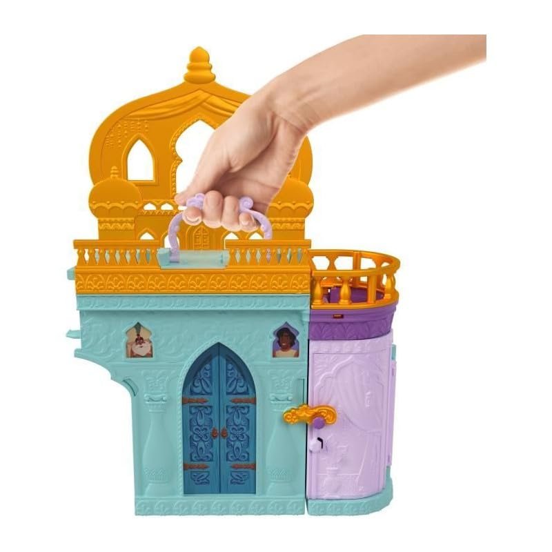 Mattel Disney Princess Jasmine Doll House Stackable Castle with Small Jasmine Doll, 2 Character Friends & 7 Accessories