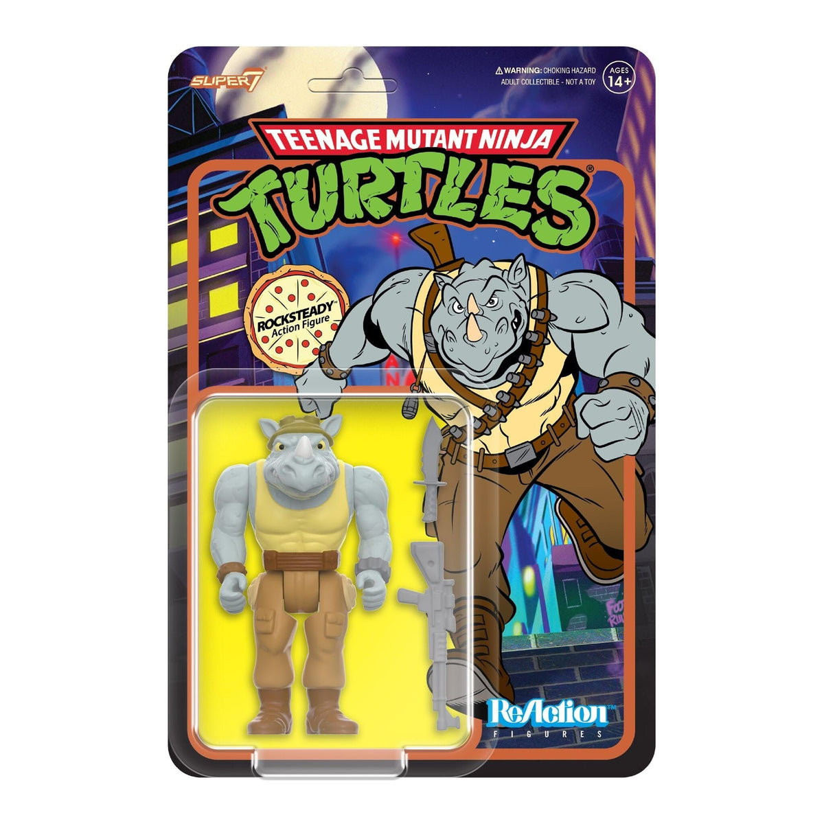 Super7 Rocksteady (Cartoon) TMNT Teenage Mutant Ninja Turtles Reaction Figure