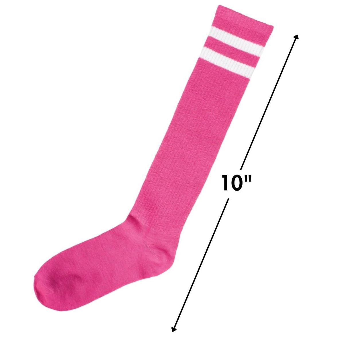 Pink Striped High Knee Socks for Women - One Size (1 Pair) - Soft and Washable Striped Socks - Perfect Costume Accessory for Cosplays, Everyday Wear, Sports & Fashion
