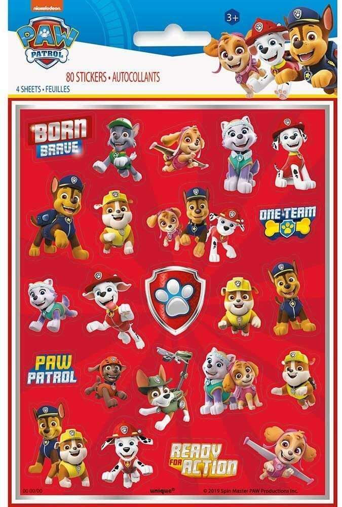 Paw Patrol Sticker Sheets (Pack of 4) - Vibrant &amp; Exciting Designs for Paw-Tastic Fun – Perfect for Kids&#39; Crafts, Party Favors &amp; Decorations