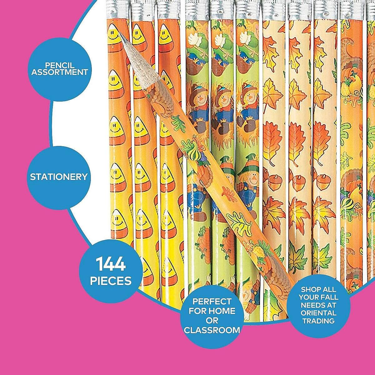 Fun Express Fall Pencil Assortment (144 bulk pencil set) Fall Stationery