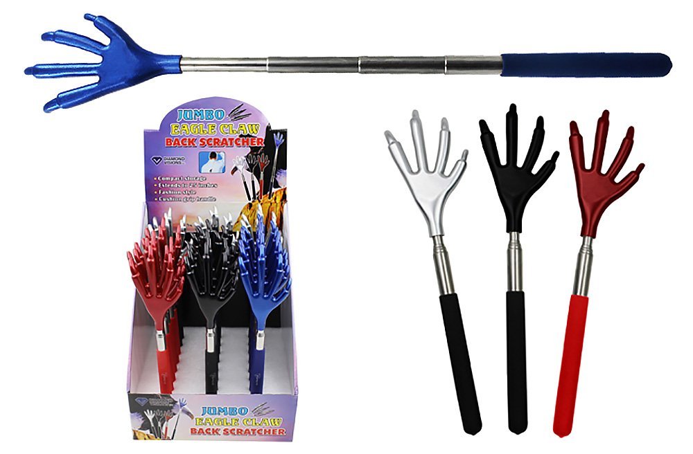 Diamond Visions 01-1818 Jumbo Eagle Claw Extendable Back Scratcher in Assorted Colors (1 Scratcher)