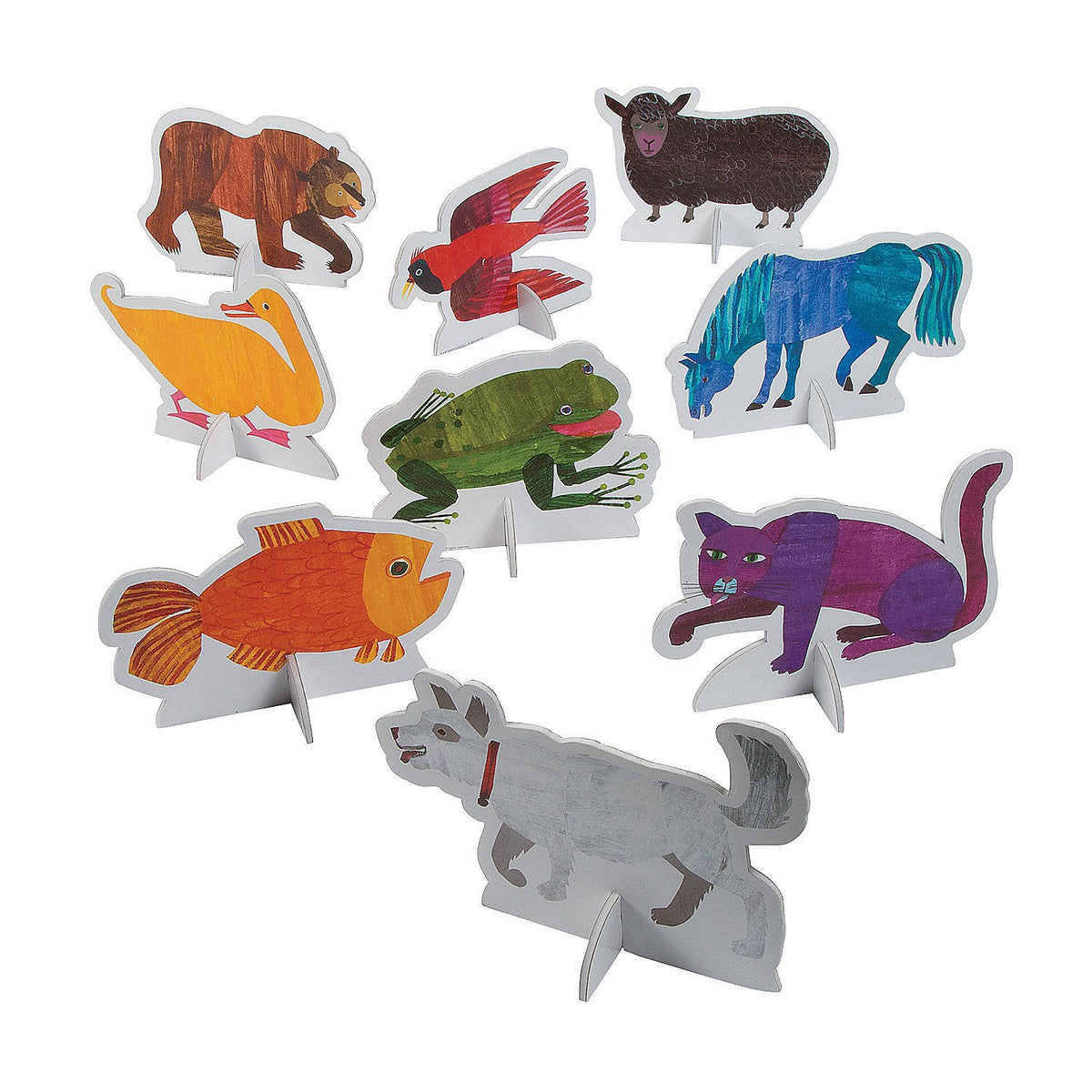Eric Carle's Brown Bear, Brown Bear, What Do You See? 3D Centerpiece Set - Party Decor - General Decor - Centerpieces - Birthday - 9 Pieces