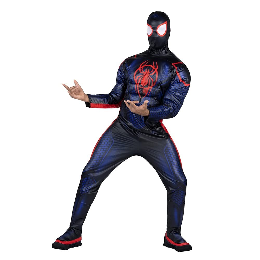 MARVEL Deluxe Adult Miles Morales Costume, Mens Spiderman Halloween Costume - Officially Licensed