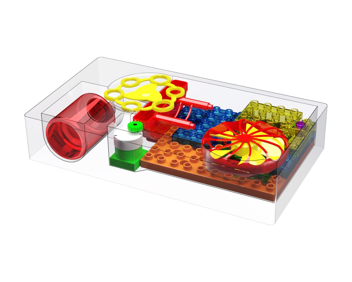 E-BLOX Building Blocks STEM Circuit Kit, Build Your Own Bubble Machine, Bubble Solution Included, Great Science Project for Little Ones, Birthday Gift, Boys, Girls, 5+