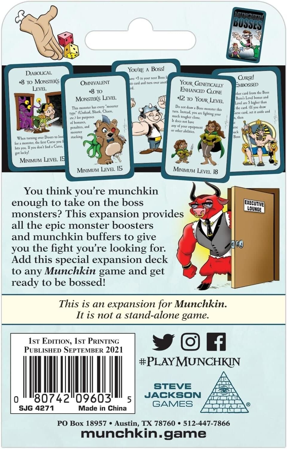 Munchkin Bosses | Card Game Expansion Containing 30 New Cards