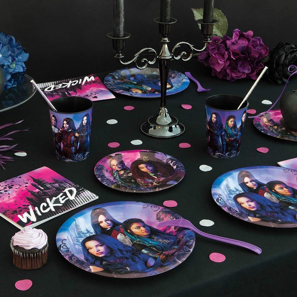 Unique Disney Descendants 3 Round Dessert Plates - 7" (Pack of 8) - Durable & Colorful Design Featuring Favorite Characters, Perfect for Kids' Birthdays & Events